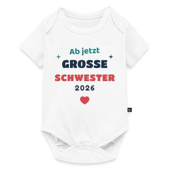 Einschulung 2026 Schwester - Schulkind Geschenk Sc - Baby Premium Kurzarmbody - Weiß - Vorne