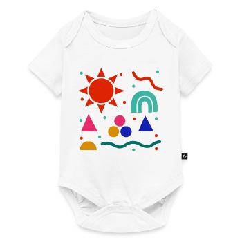 Lebendige Geometrie Sonnenfarben Muster - Baby Premium Kurzarmbody - Weiß - Vorne