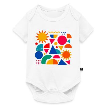 Geometrische Farbexplosion: Sonnige Formen - Baby Premium Kurzarmbody - Weiß - Vorne
