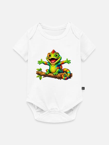 Lustiges Chamäleon - Baby Premium Kurzarmbody - Weiß