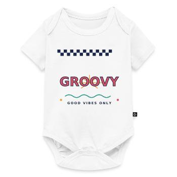 Nur groovy-Good_Vibes, Retro Y2K Typografie - Baby Premium Kurzarmbody - Weiß - Vorne