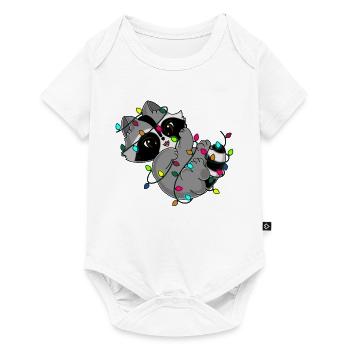 Snuggles der Waschbär und die Lichterkette - Baby Premium Kurzarmbody - Weiß - Vorne