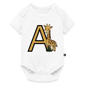 Giraffe mit Buchstabe A - Baby Premium Kurzarmbody - Weiß - Vorne