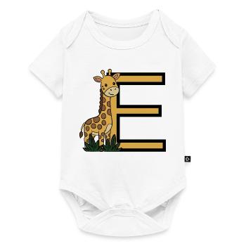 Giraffe mit Buchstabe E - Baby Premium Kurzarmbody - Weiß - Vorne