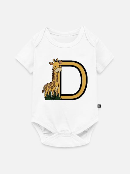 Giraffe mit Buchstaben D - Baby Premium Kurzarmbody - Weiß