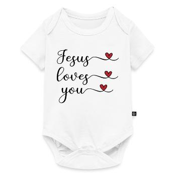 Jesus liebt dich süß Typografie mit Herz - Baby Premium Kurzarmbody - Weiß - Vorne
