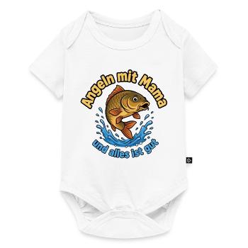Angeln mit Mama Motiv – Alles ist gut - Baby Premium Kurzarmbody - Weiß - Vorne