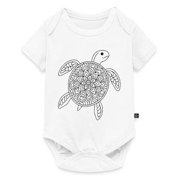 Schildkröten Mandala zum ausmalen - Baby Premium Kurzarmbody - Weiß - Vorne