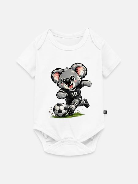Süßer Koala spielt Fußball - Baby Premium Kurzarmbody - Weiß