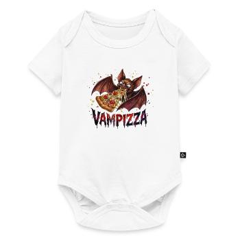 Vampizza Lustiges Fledermaus Vampir Pizza Motiv - Baby Premium Kurzarmbody - Weiß - Vorne