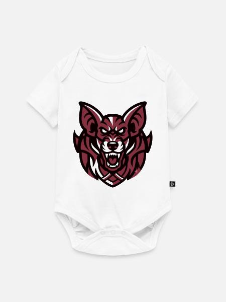 Wolf Maskottchen Logo - Baby Premium Kurzarmbody - Weiß