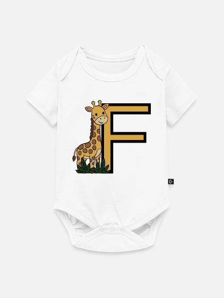 Giraffe Buchstabe F - Baby Premium Kurzarmbody - Weiß
