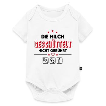 Milch Flasche geben Durst Essen Babysprüche - Baby Premium Kurzarmbody - Weiß - Vorne