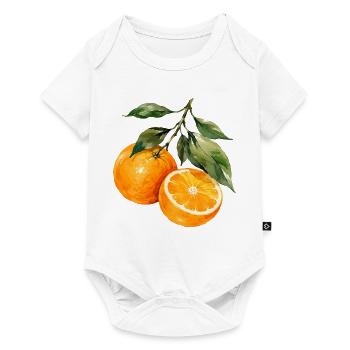 Orangen Aquarell Obstzweig - Baby Premium Kurzarmbody - Weiß - Vorne
