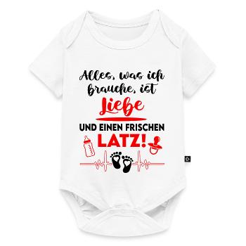 Alles was ich brauche ist Liebe Latz Lätzchen - Baby Premium Kurzarmbody - Weiß - Vorne