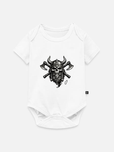 Wikingerschädelwappen mit Äxten - Baby Premium Kurzarmbody - Weiß