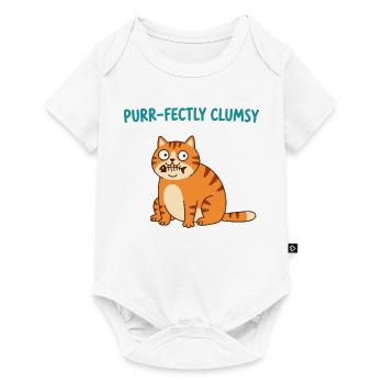 Purr-fekt Ungeschickte Katze - Baby Premium Kurzarmbody - Weiß - Vorne