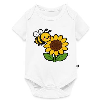 Sonnenblume Biene Cartoon - Baby Premium Kurzarmbody - Weiß - Vorne