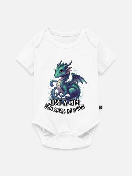 Mädchen liebt Drachen - Baby Premium Kurzarmbody - Weiß