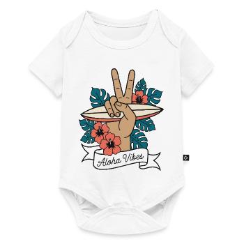 Aloha Vibes Surfen Peace Hand Hawaii - Baby Premium Kurzarmbody - Weiß - Vorne