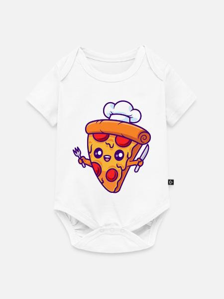 Pizza Slice Chef Maskottchen - Baby Premium Kurzarmbody - Weiß