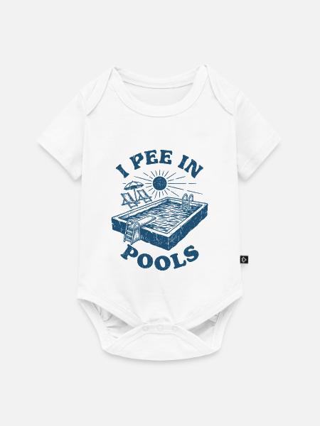 Ich pinkel in Pools Pool-Humor - Baby Premium Kurzarmbody - Weiß