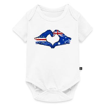 Mains du drapeau australien du Cap-Vert en forme de cœur utilisées - Body à manches courtes Premium Bébé - blanc - Devant