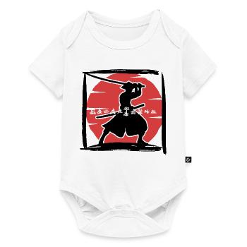 Samurai-Silhouette unter roter Sonne - Baby Premium Kurzarmbody - Weiß - Vorne