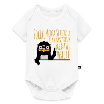 Social Media Seriously Harms Mental Health Pinguin - Baby Premium Kurzarmbody - Weiß - Vorne