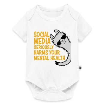 Social Media Seriously Harms Mental Health Lama - Baby Premium short-sleeve bodysuit - white - Front