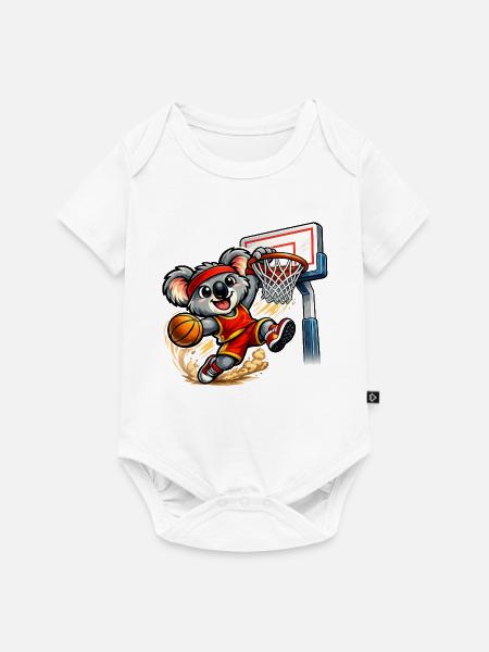 Süßer Koala mit Slam Dunk - Baby Premium Kurzarmbody - Weiß