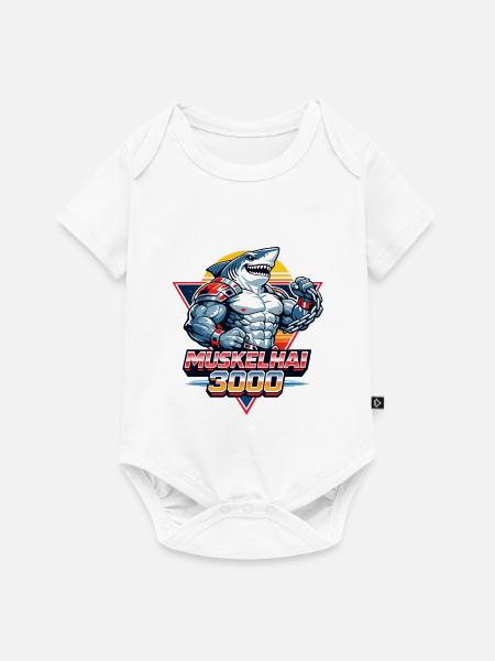 Muskelhai 3000 – Retro 80s Shark - Baby Premium Kurzarmbody - Weiß