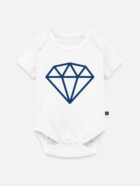Blauer Diamant-Edelstein-Icon Symbol-Illustrationsdesign - Baby Premium Kurzarmbody - Weiß