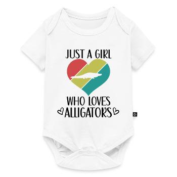 Retro Alligator Herz Silhouette - Baby Premium Kurzarmbody - Weiß - Vorne