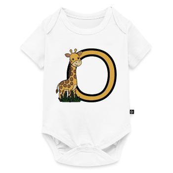 Giraffe und Ovalbuchstabe O Cartoon-Design - Baby Premium Kurzarmbody - Weiß - Vorne