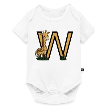 Giraffe neben goldenem V - Baby Premium Kurzarmbody - Weiß - Vorne