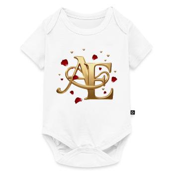Goldenes AE Monogramm mit Rosen - Baby Premium Kurzarmbody - Weiß - Vorne