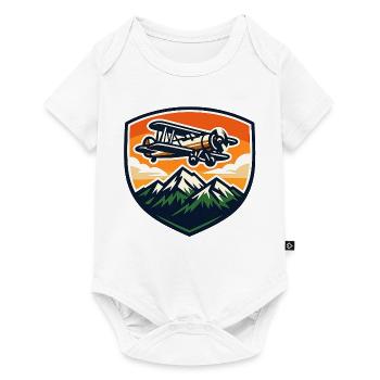 Vintage Flugzeug über Berglandschaft - Baby Premium Kurzarmbody - Weiß - Vorne