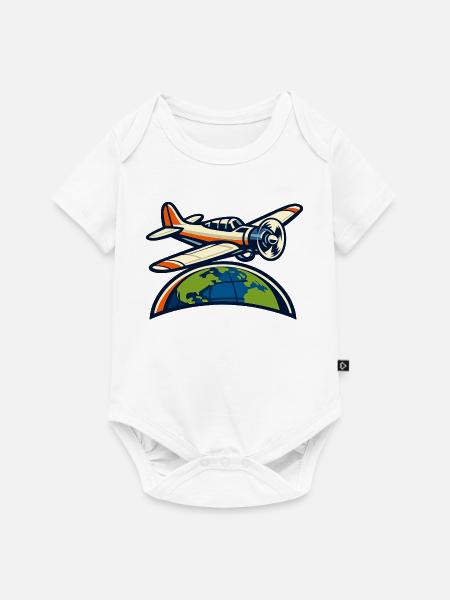Weltflugzeug Symbolik - Baby Premium Kurzarmbody - Weiß