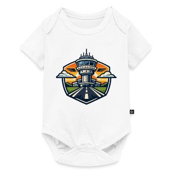 Flughafen Turm Sonnenuntergang - Baby Premium Kurzarmbody - Weiß - Vorne