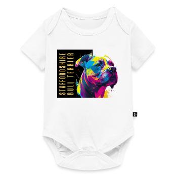 Staffie Head Popart - 050 - Baby Premium Kurzarmbody - Weiß - Vorne