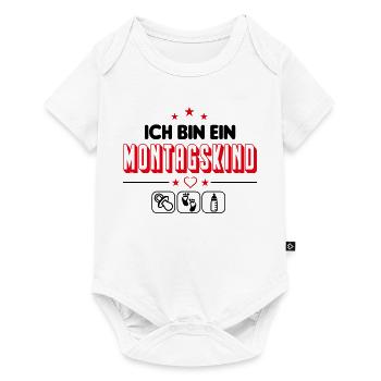 Montagskind Geboren am Montag Babysprüche - Baby Premium Kurzarmbody - Weiß - Vorne