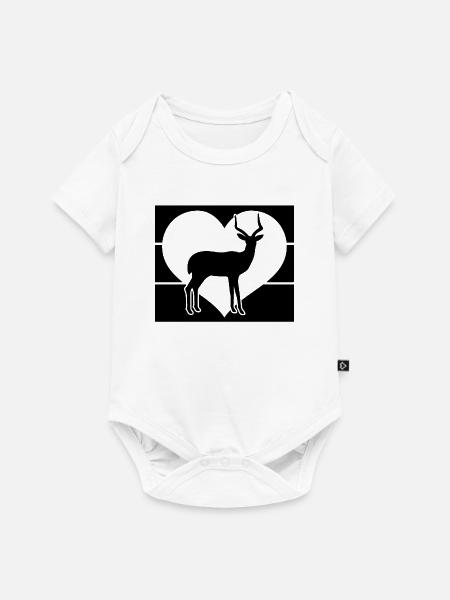Antilope Herz Silhouette - Baby Premium Kurzarmbody - Weiß