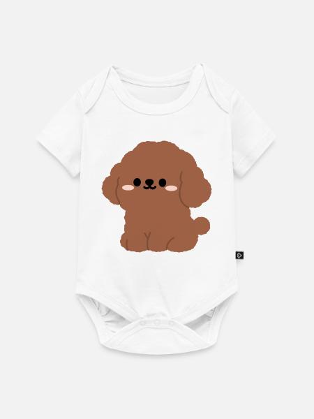 Brauner Pudel-Plüsch-Charme - Baby Premium Kurzarmbody - Weiß