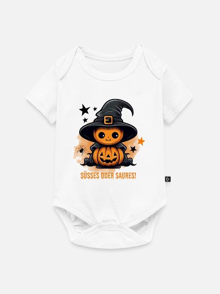 Süßes Oder Saures Halloween Kürbis Geschenk - Baby Premium Kurzarmbody - Weiß