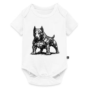 Bull Terrier musclé dans le style de la bande dessinée - Body à manches courtes Premium Bébé - blanc - Devant