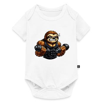 Starkes Faultier beim Bodybuilding - Baby Premium Kurzarmbody - Weiß - Vorne
