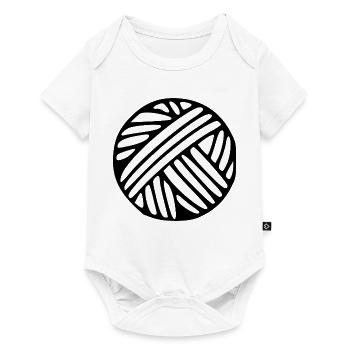 Wollknäuel Wolle Geschenk - Baby Premium Kurzarmbody - Weiß - Vorne
