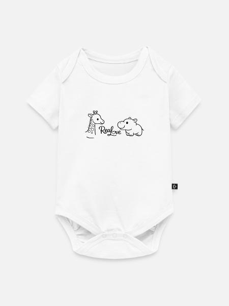 Giraffen und Nilpferd: Wahre Liebe - Baby Premium Kurzarmbody - Weiß
