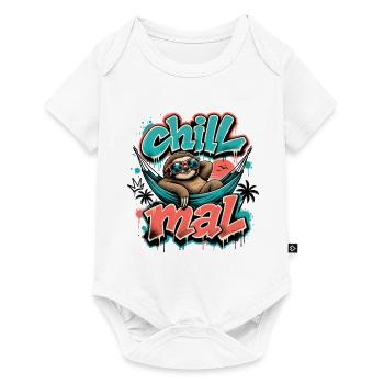 Chill Mal  Cooles Faultier Graffiti Design - Baby Premium Kurzarmbody - Weiß - Vorne